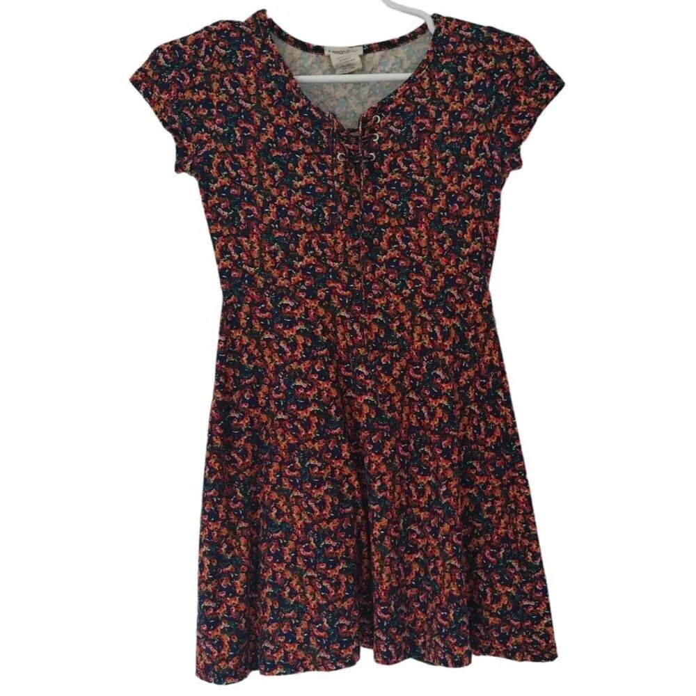 LEMONDROP, short-sleeved dress, with multicolored flowers, for girls, Size 10